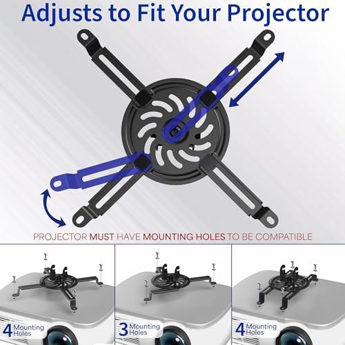 Black adjustable height ceiling projector mount — photo 3