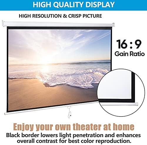 Manual pull down white projector screen 100 in — photo 4