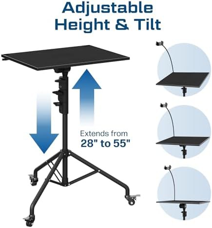 Black tripod projector stand with wheels — photo 4