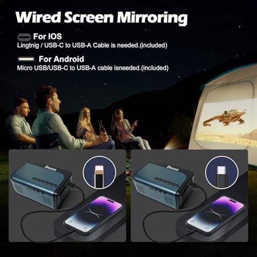 Cyan mini projector with included tripod — photo 3