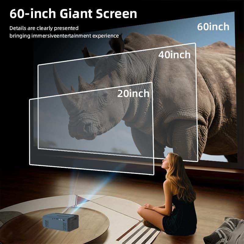 Cyan mini projector with included tripod — photo 5