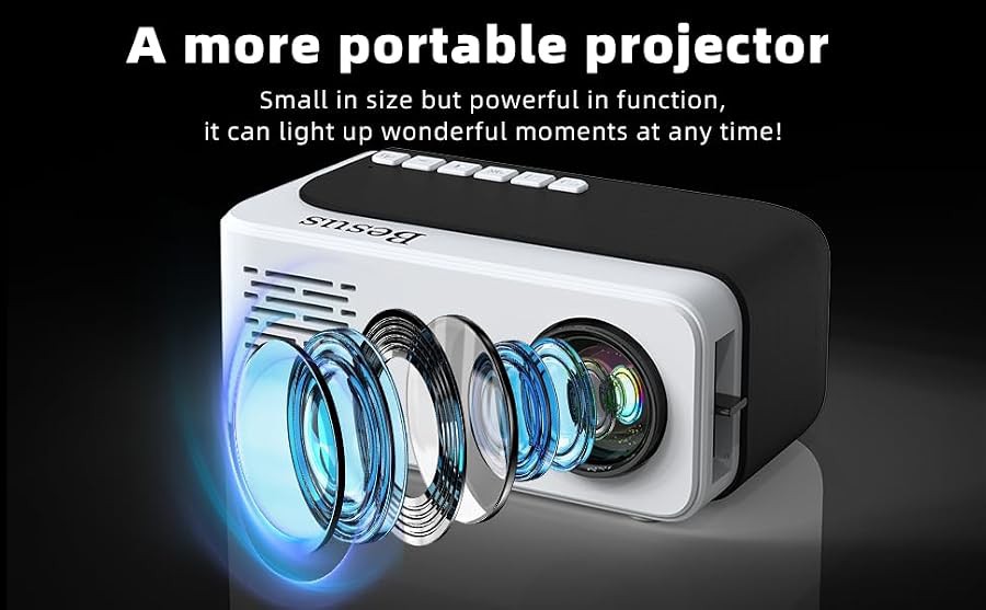 Black mini outdoor projector with tripod — photo 4