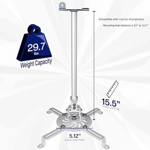 White metal drop ceiling projector mount — photo 4