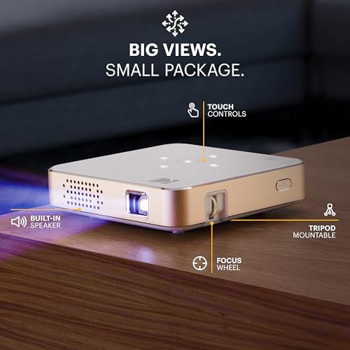 White rechargeable portable movie projector — photo 4