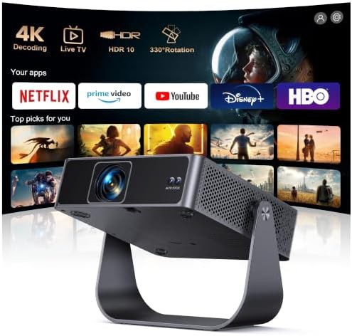 Ultra thin mini projector with 330 degree stand