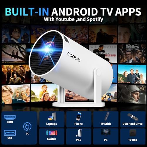White rotatable auto keystone projector — photo 3