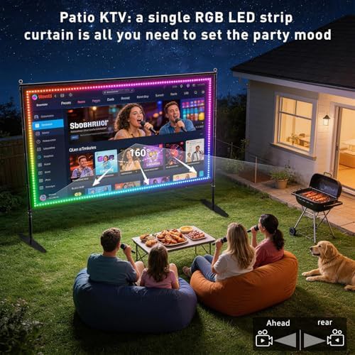 Large 150 inch screen with string lights — photo 5