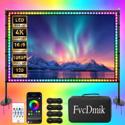 Outdoor 120 inch screen with RGB lights