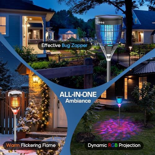 Solar bug zapper with flame projector light — photo 4