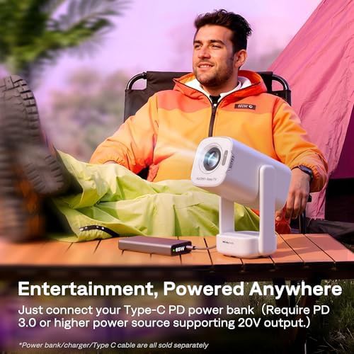 White USB-C powered outdoor projector — photo 4