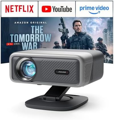 Grey smart projector with omni adjustable stand