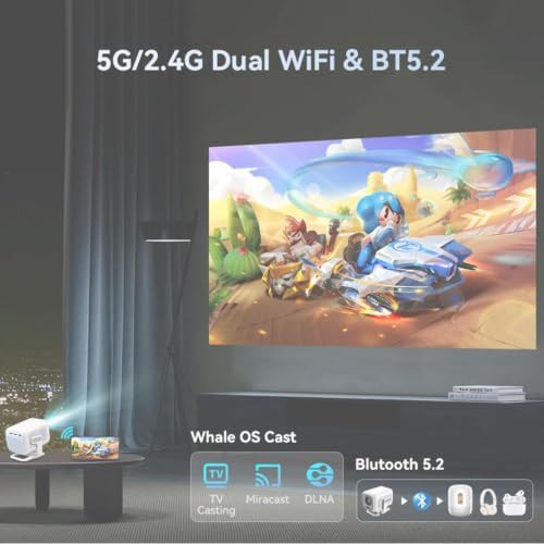 White rotating mini projector with streaming apps — photo 5