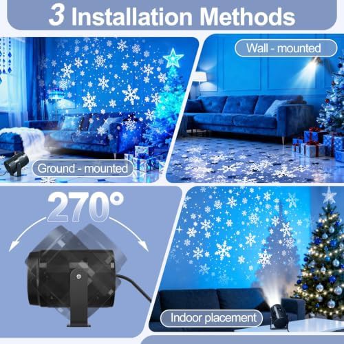 Indoor snowflake projector light for holiday decor — photo 3