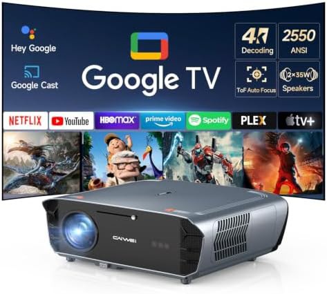 Smart Google TV projector with dual speakers